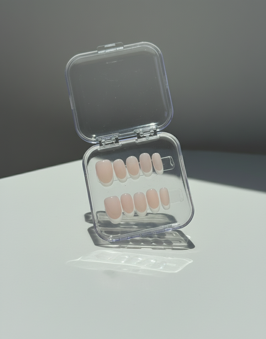 Oval white french tip press on