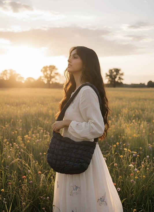Cloud Comfort: Navy Quilted Puffer Crossbody ☁️
