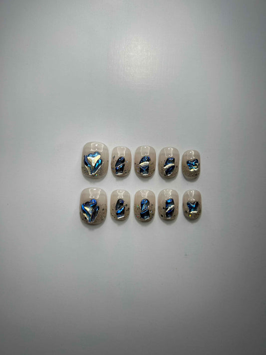Beige Jewel Nails