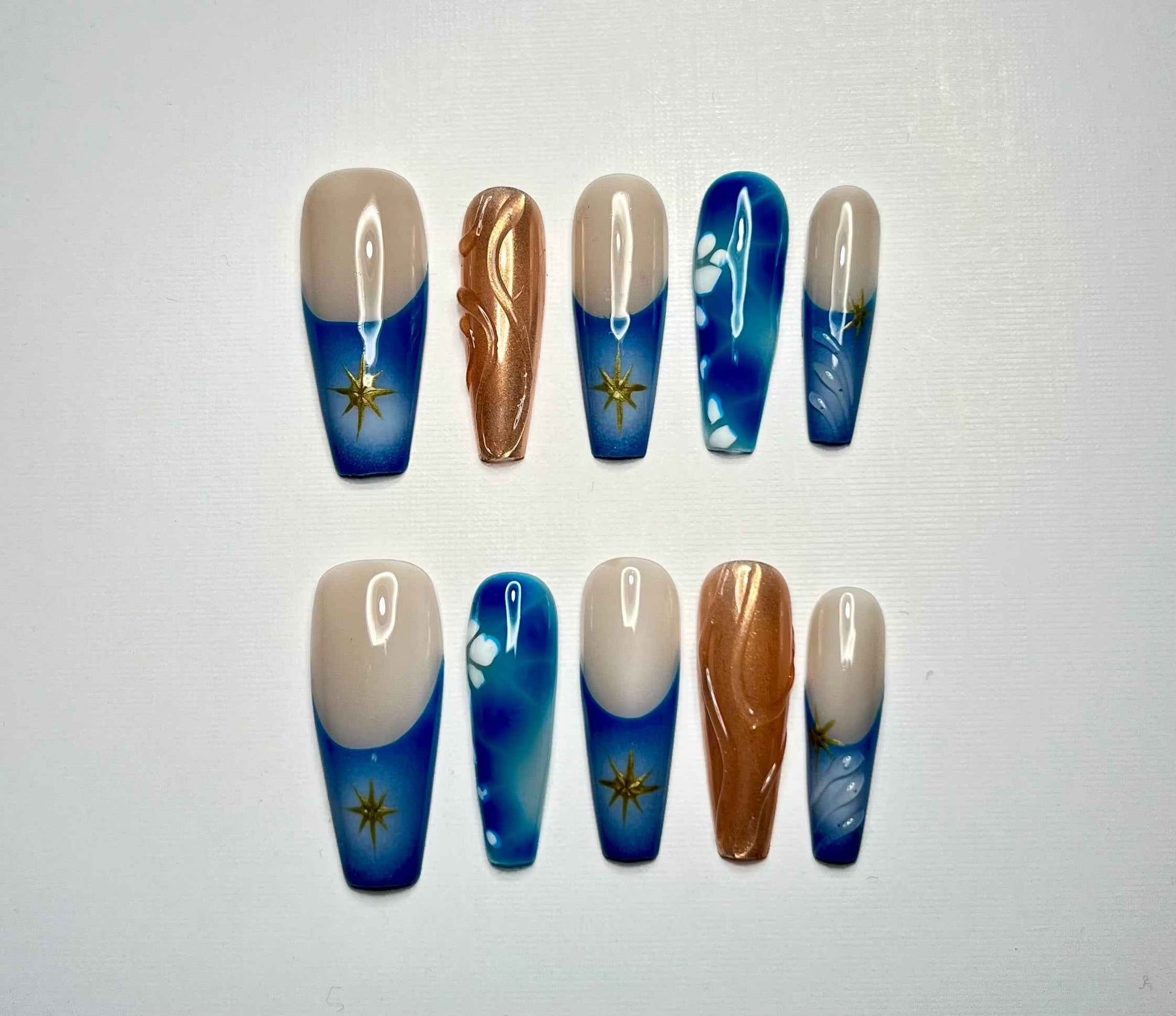 Metallic Blue French Stiletto