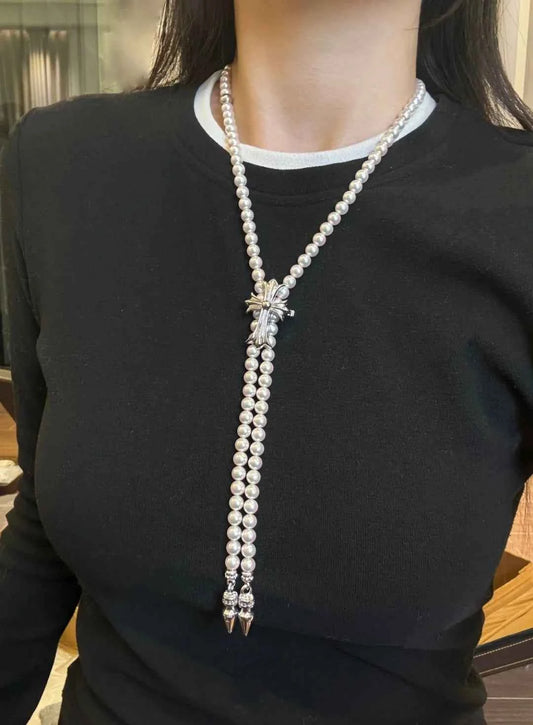 C Heart X mikimoto pearls necklace