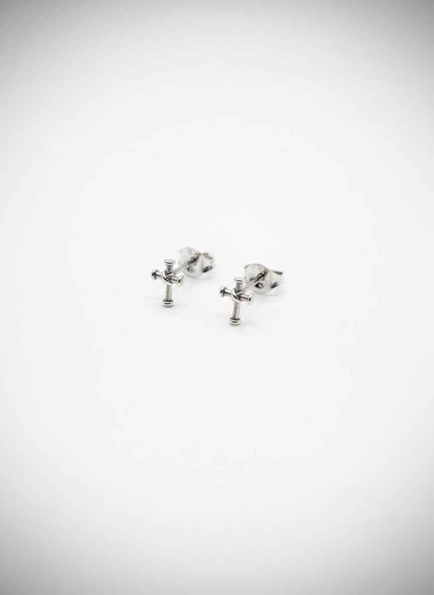 Steel Faith Cross Studs