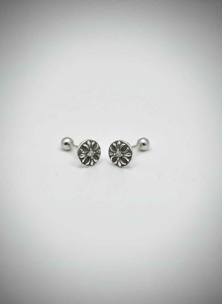 Crome Floral Studs