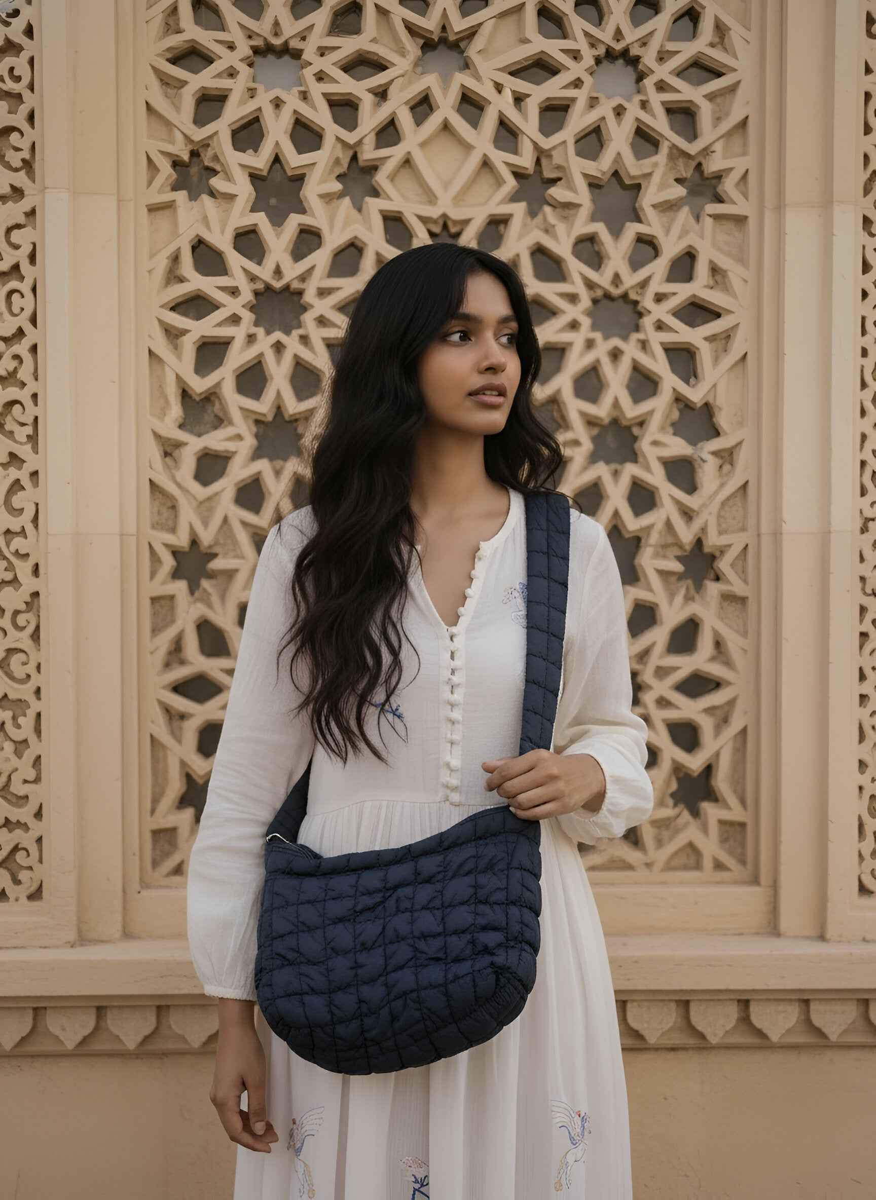 Cloud Comfort: Navy Quilted Puffer Crossbody ☁️