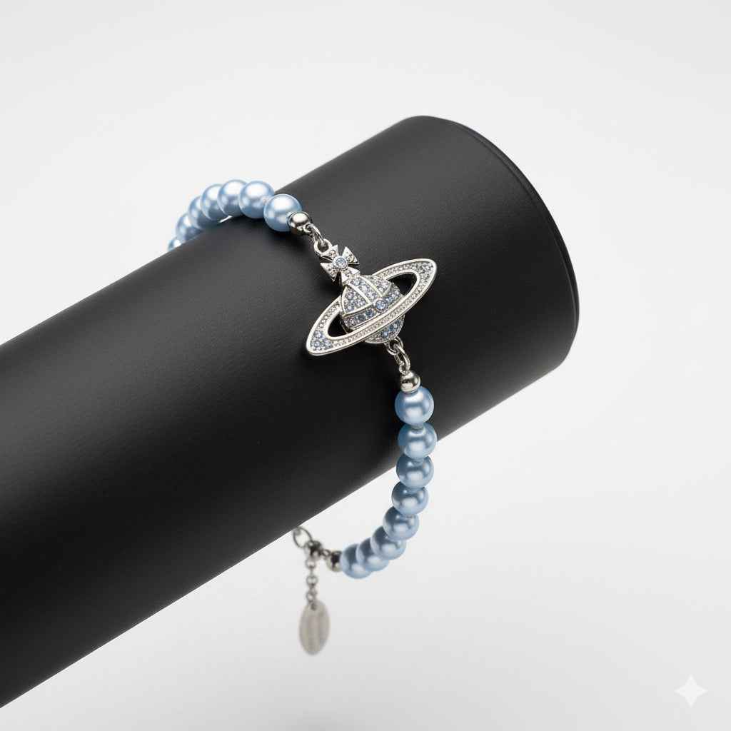 V west Mini Bas Relief Pearl Bracelet