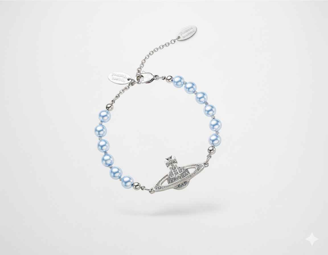 V west Mini Bas Relief Pearl Bracelet