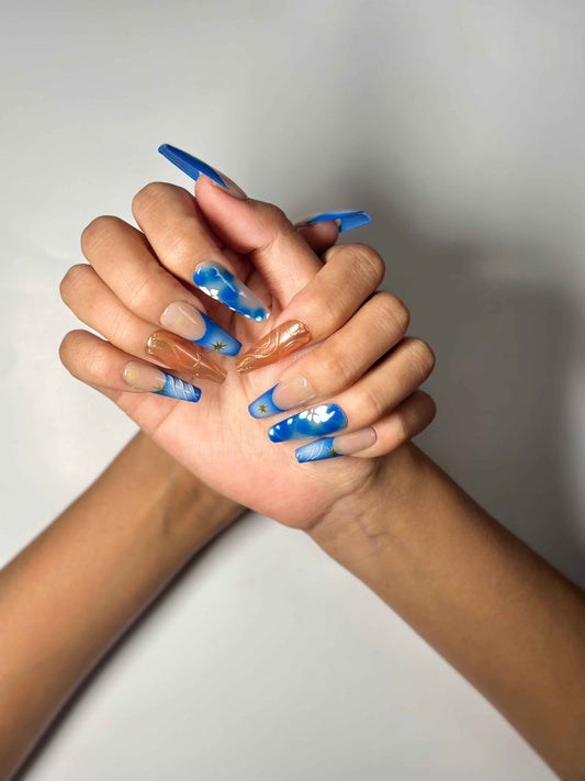 Metallic Blue French Stiletto