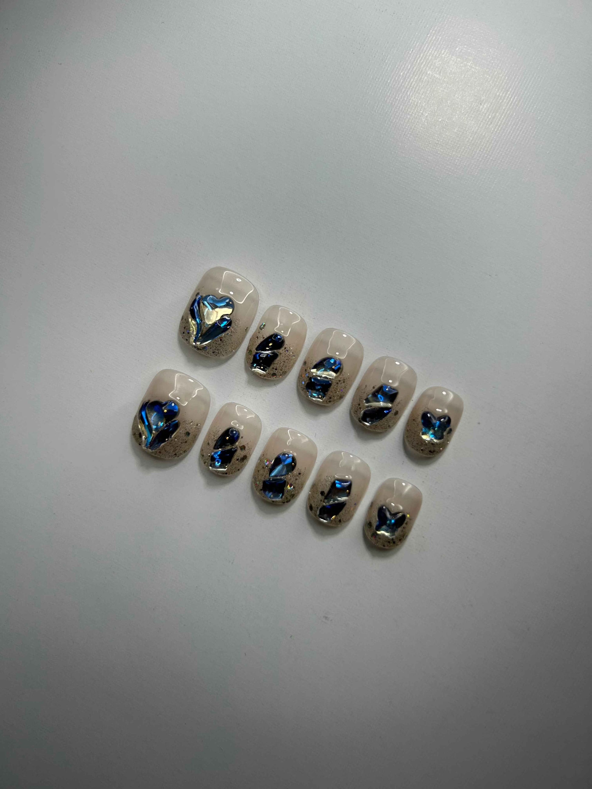 Beige Jewel Nails