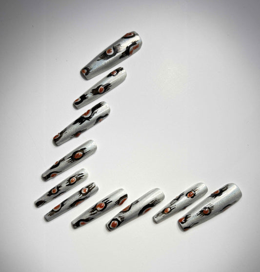 Silver flame nails