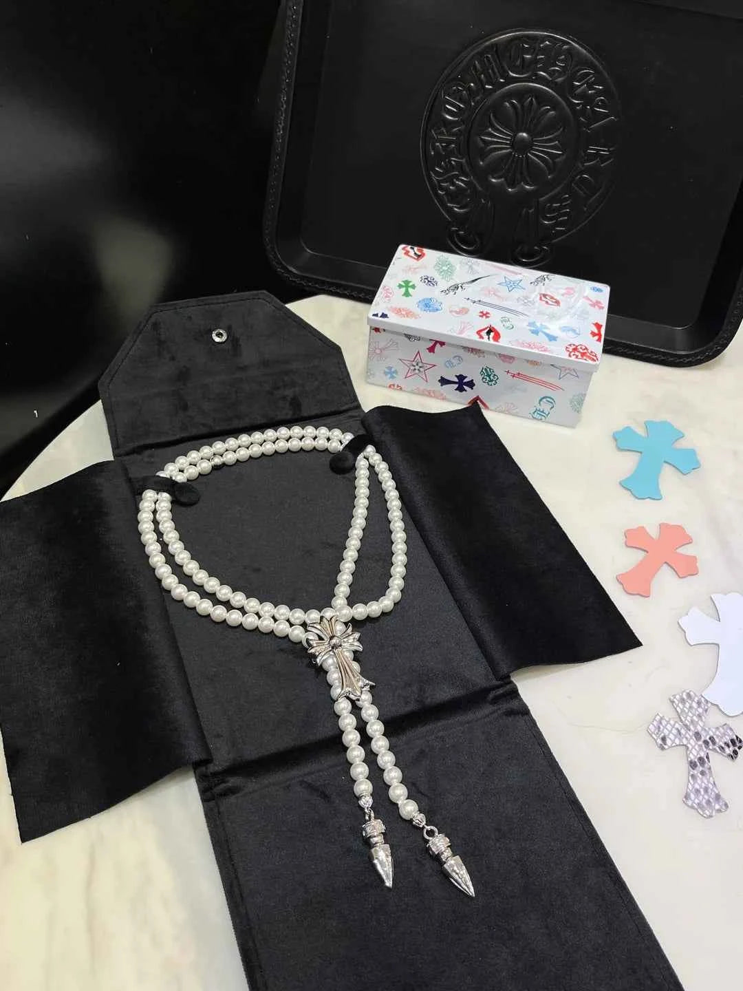 C Heart X mikimoto pearls necklace